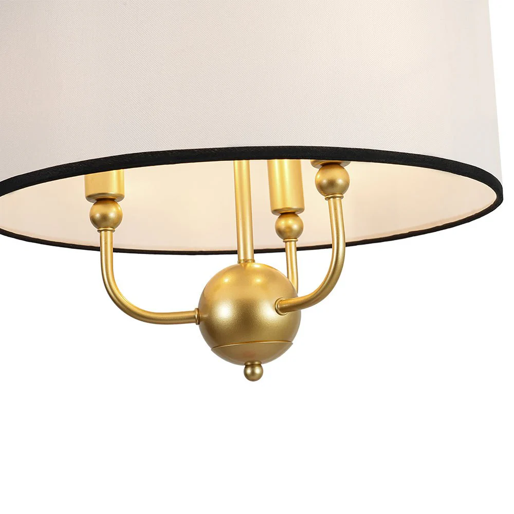 3-Light White Fabric Candle Style Round Drum Cage Pendant - Image 14