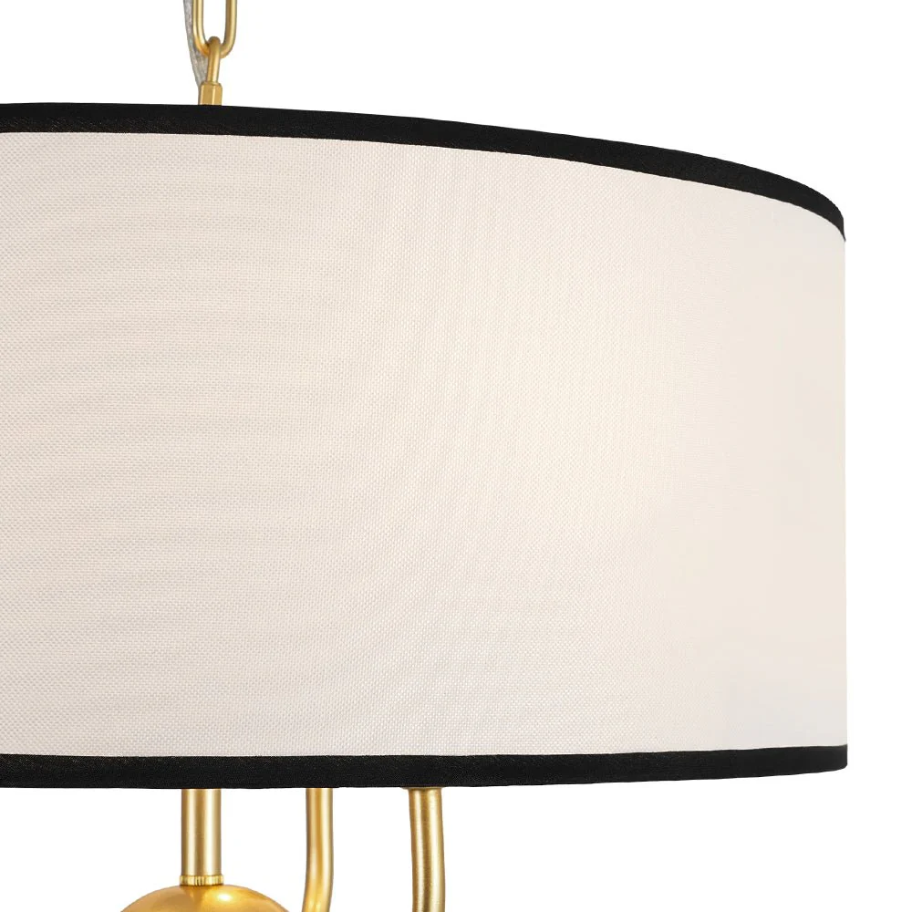 3-Light White Fabric Candle Style Round Drum Cage Pendant - Image 15