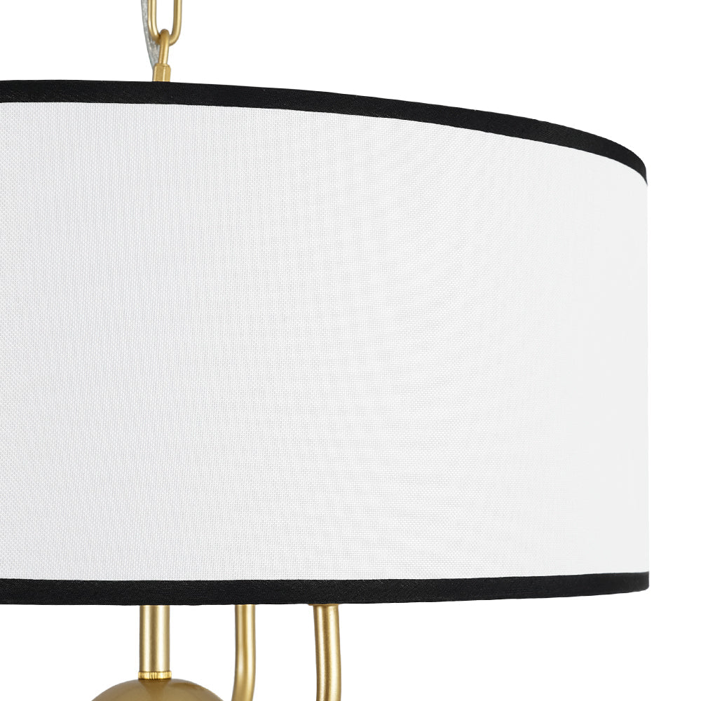 3-Light White Fabric Candle Style Round Drum Cage Pendant - Image 16