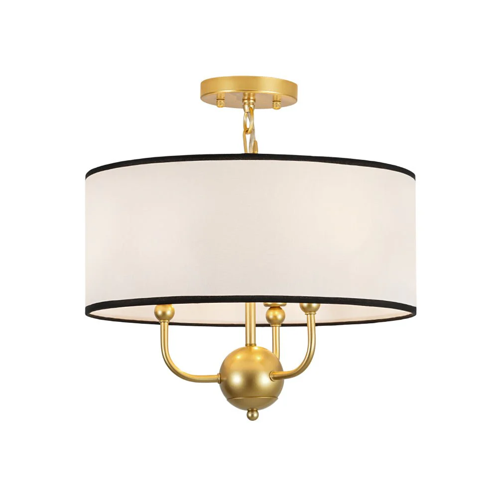 3-Light White Fabric Candle Style Round Drum Cage Pendant - Image 8