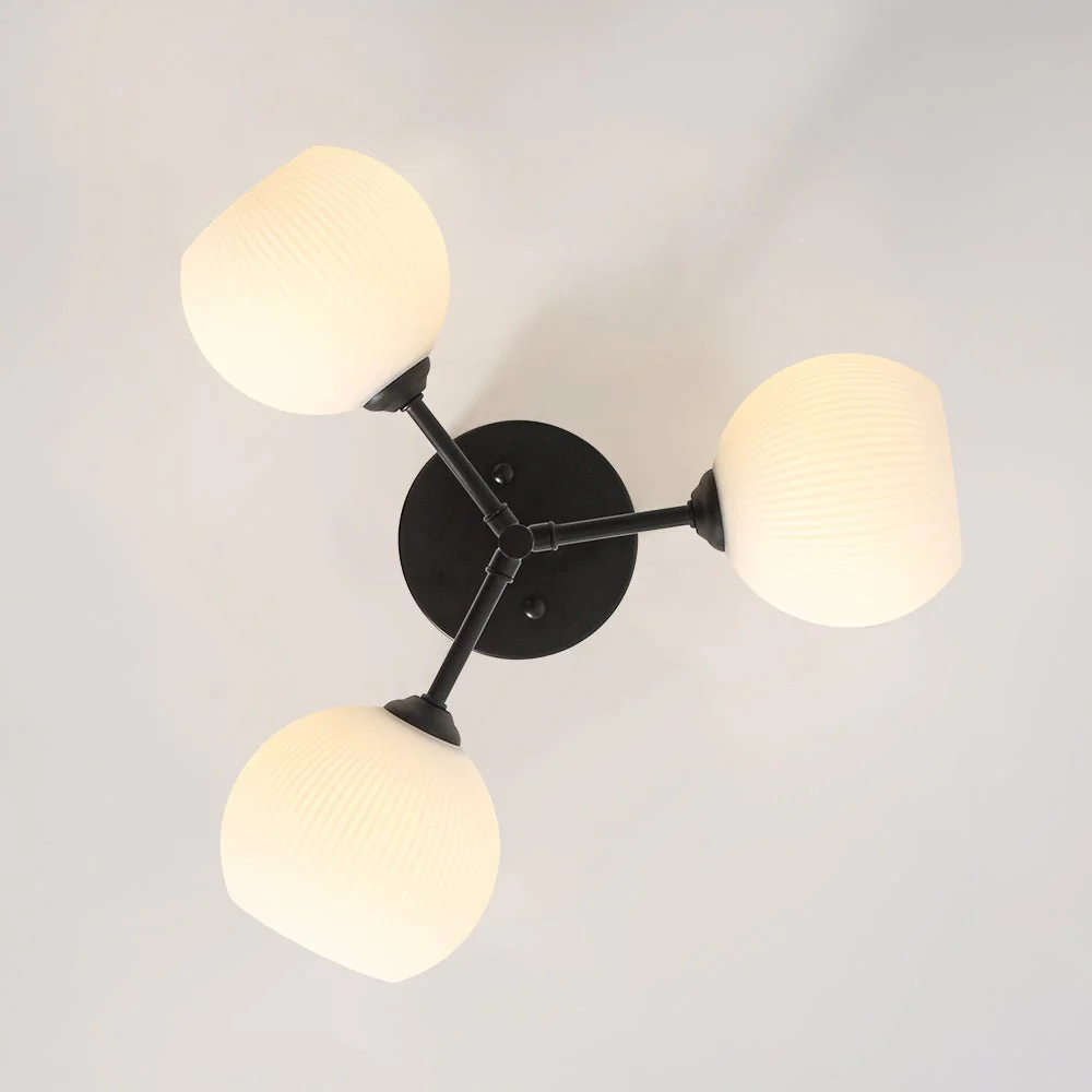 3-Light White Ribbed Glass Tiered Sputnik Semi Flush Mount - Image 11