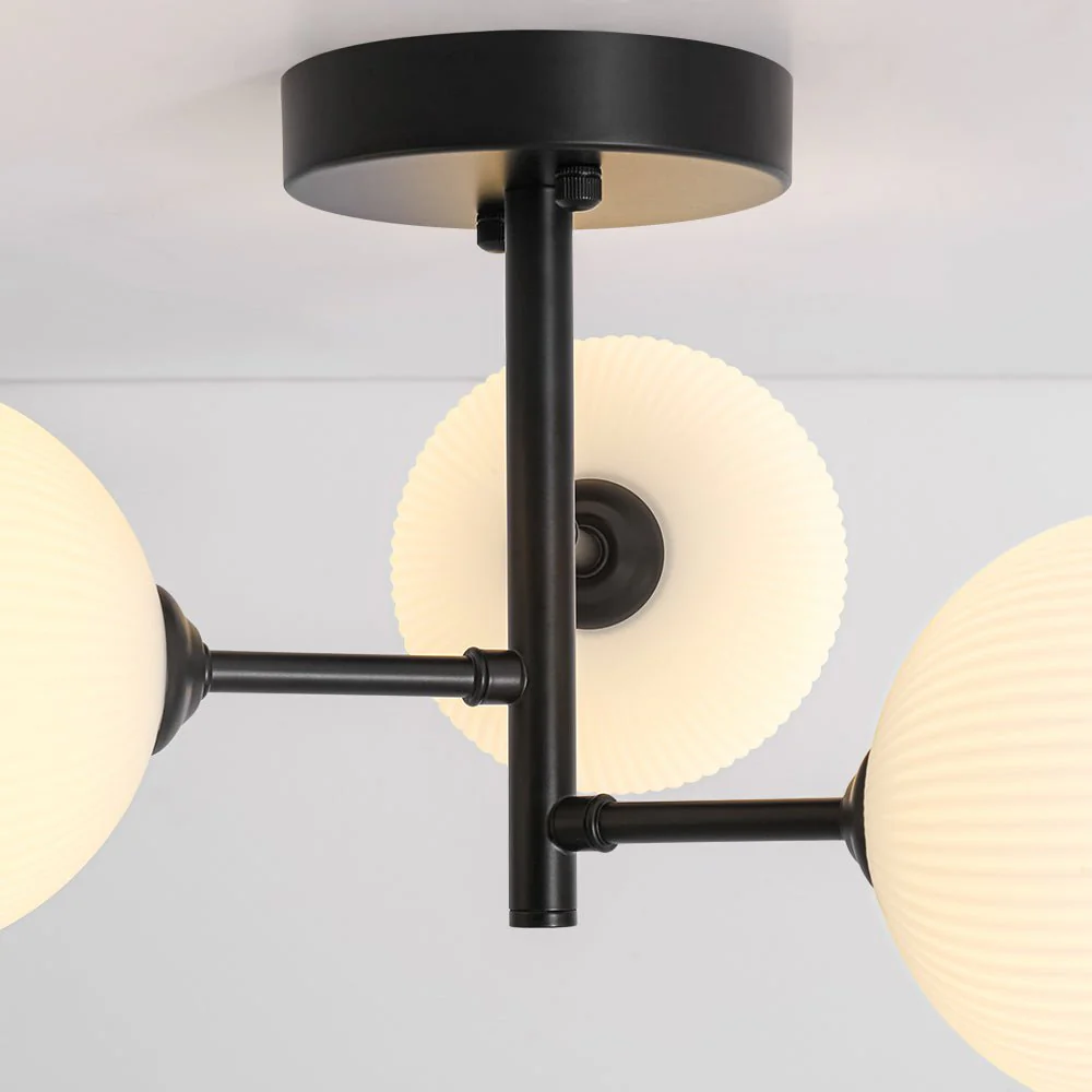 3-Light White Ribbed Glass Tiered Sputnik Semi Flush Mount - Image 12