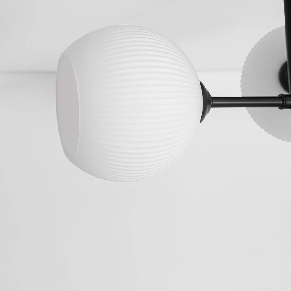 3-Light White Ribbed Glass Tiered Sputnik Semi Flush Mount - Image 13