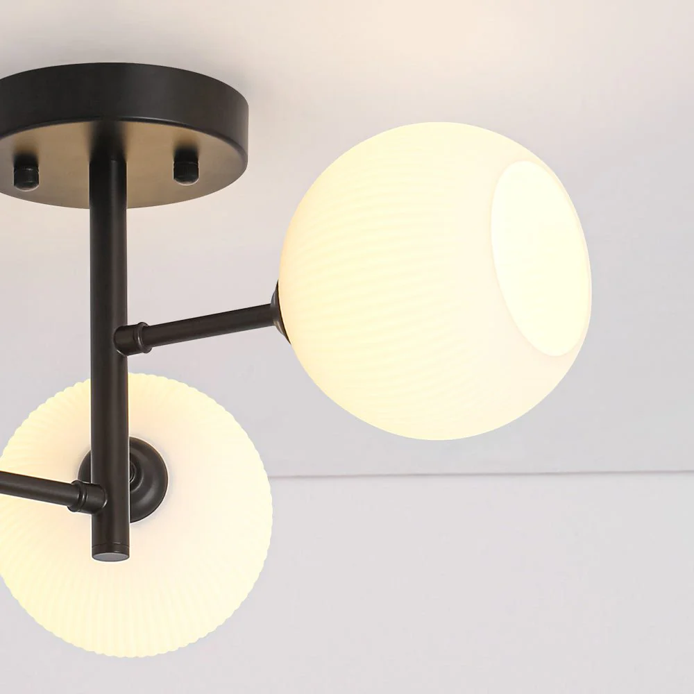 3-Light White Ribbed Glass Tiered Sputnik Semi Flush Mount - Image 14