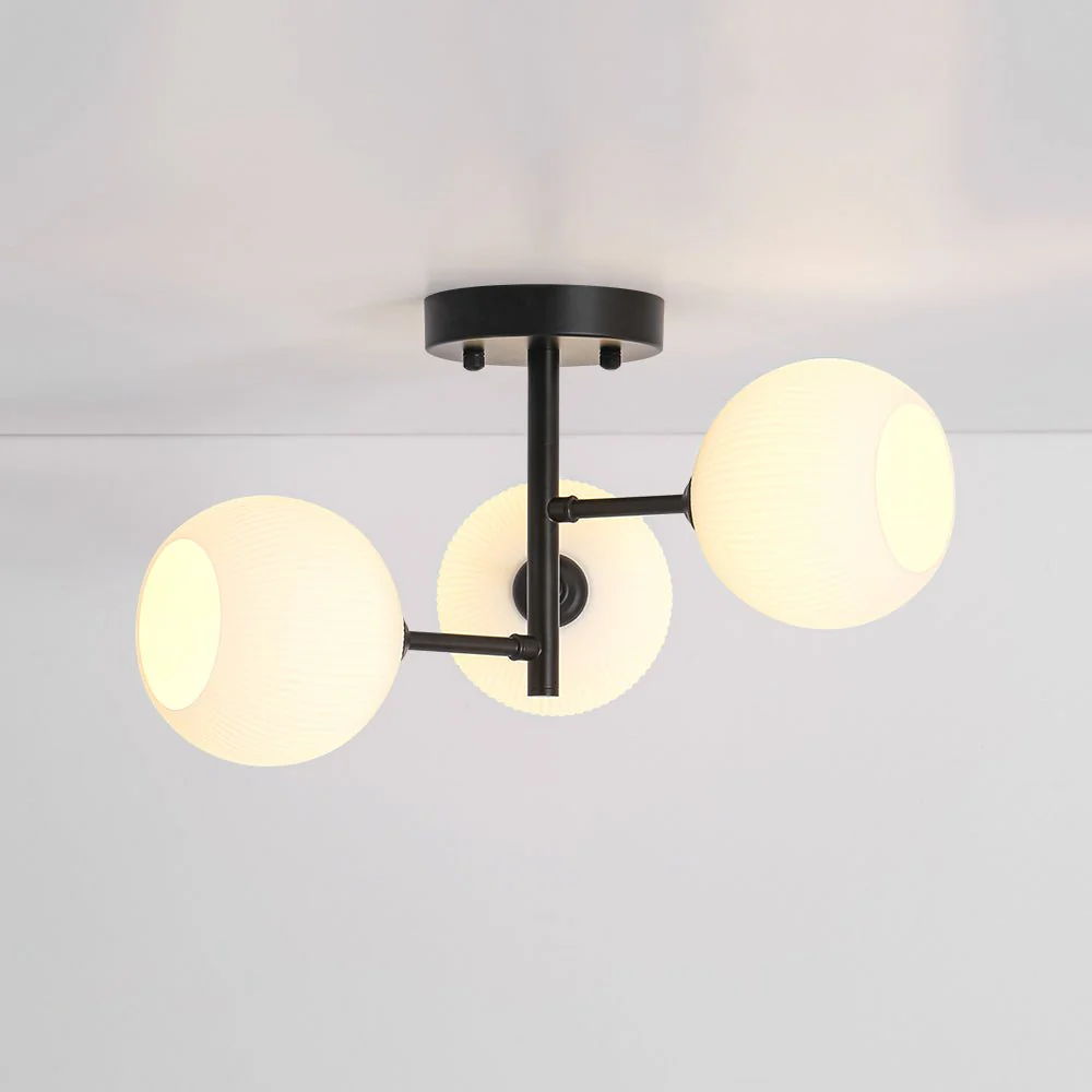 3-Light White Ribbed Glass Tiered Sputnik Semi Flush Mount - Image 6