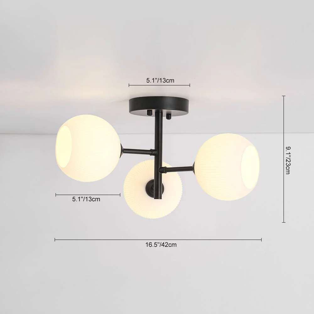3-Light White Ribbed Glass Tiered Sputnik Semi Flush Mount - Image 8