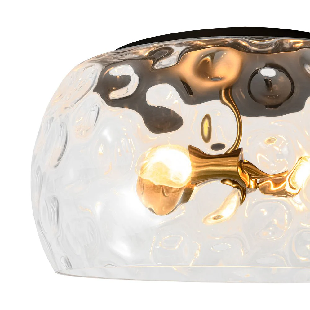 3-Light Wide Bowl Hammered Glass Round Flush Mount - Image 10
