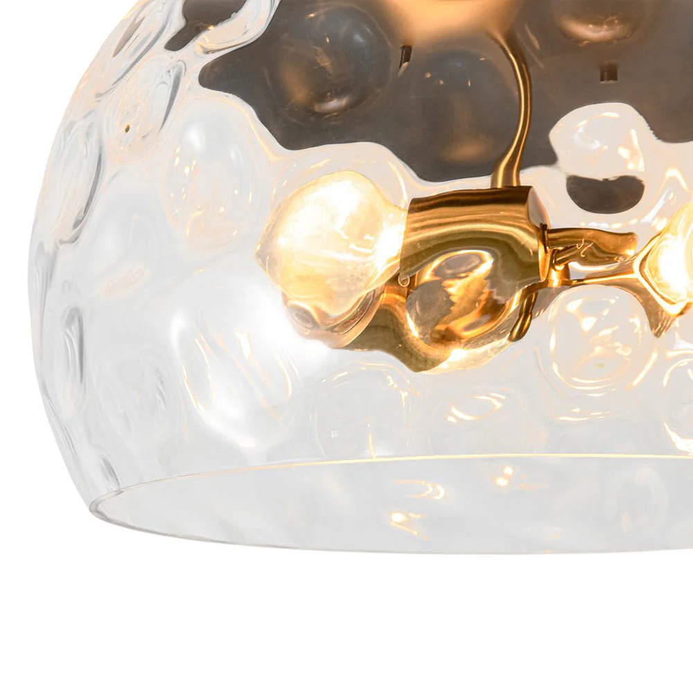 3-Light Wide Bowl Hammered Glass Round Flush Mount - Image 12