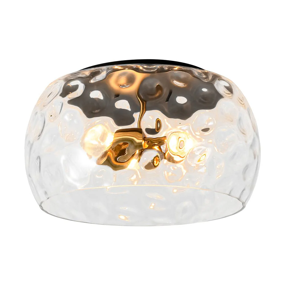 3-Light Wide Bowl Hammered Glass Round Flush Mount - Image 7