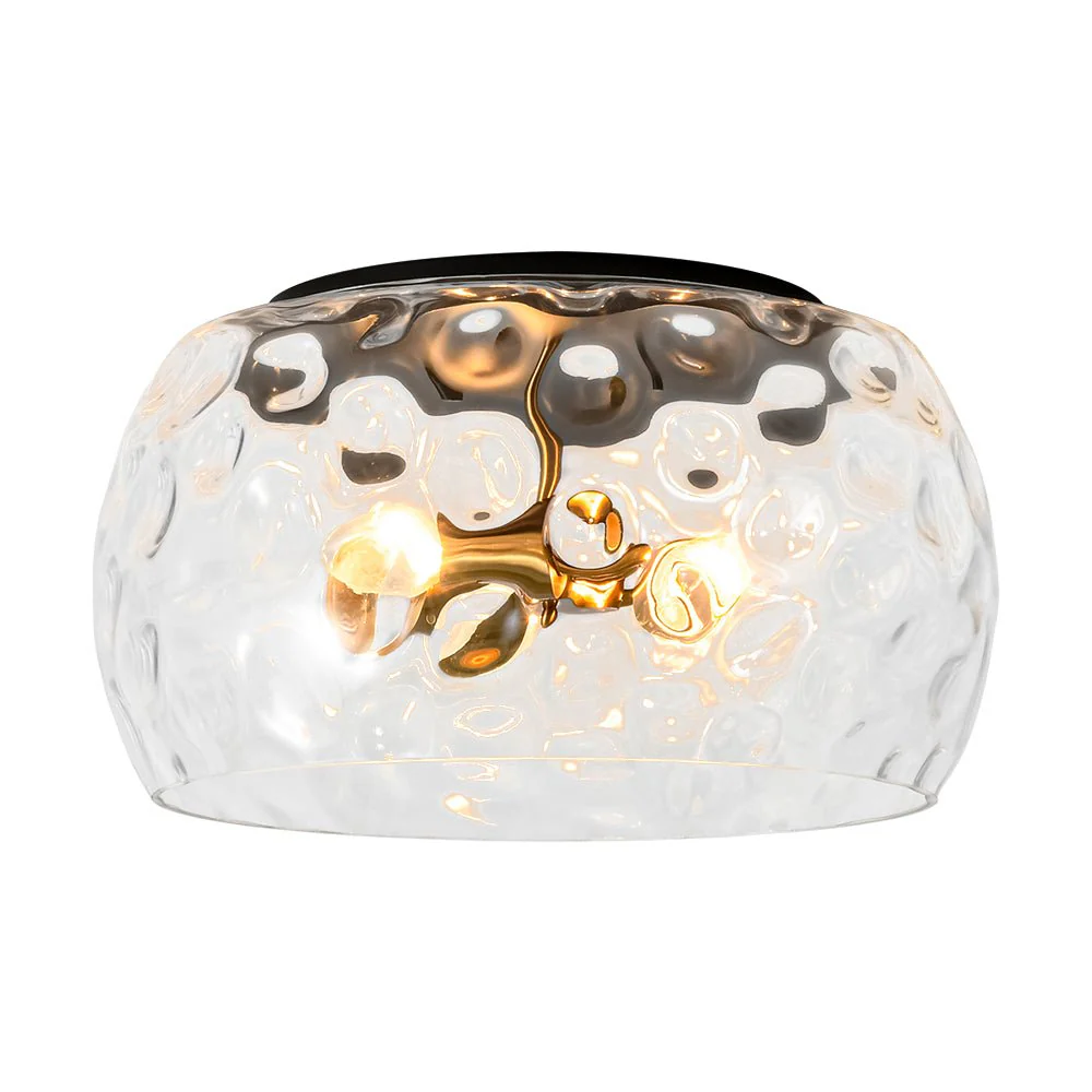 3-Light Wide Bowl Hammered Glass Round Flush Mount - Image 8