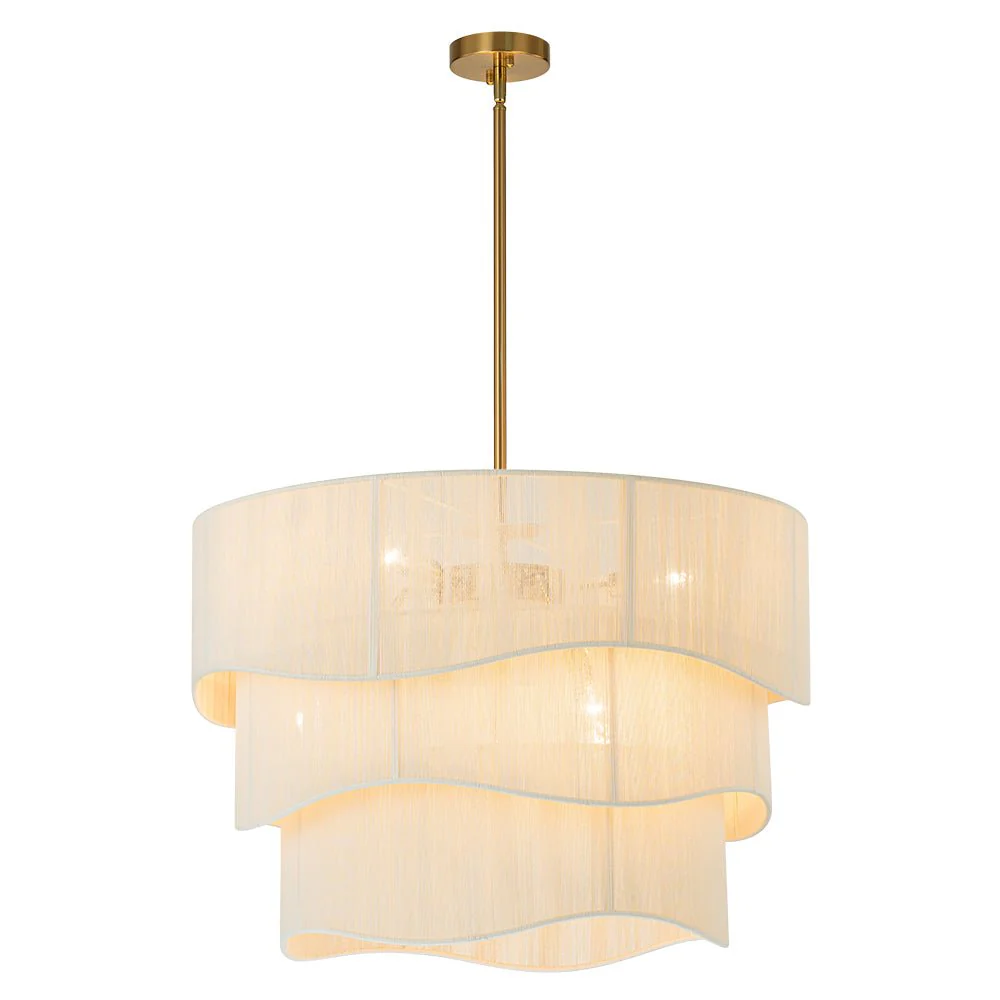 3-Tier Beige Woven Thread Drum Pendant Light - Image 11