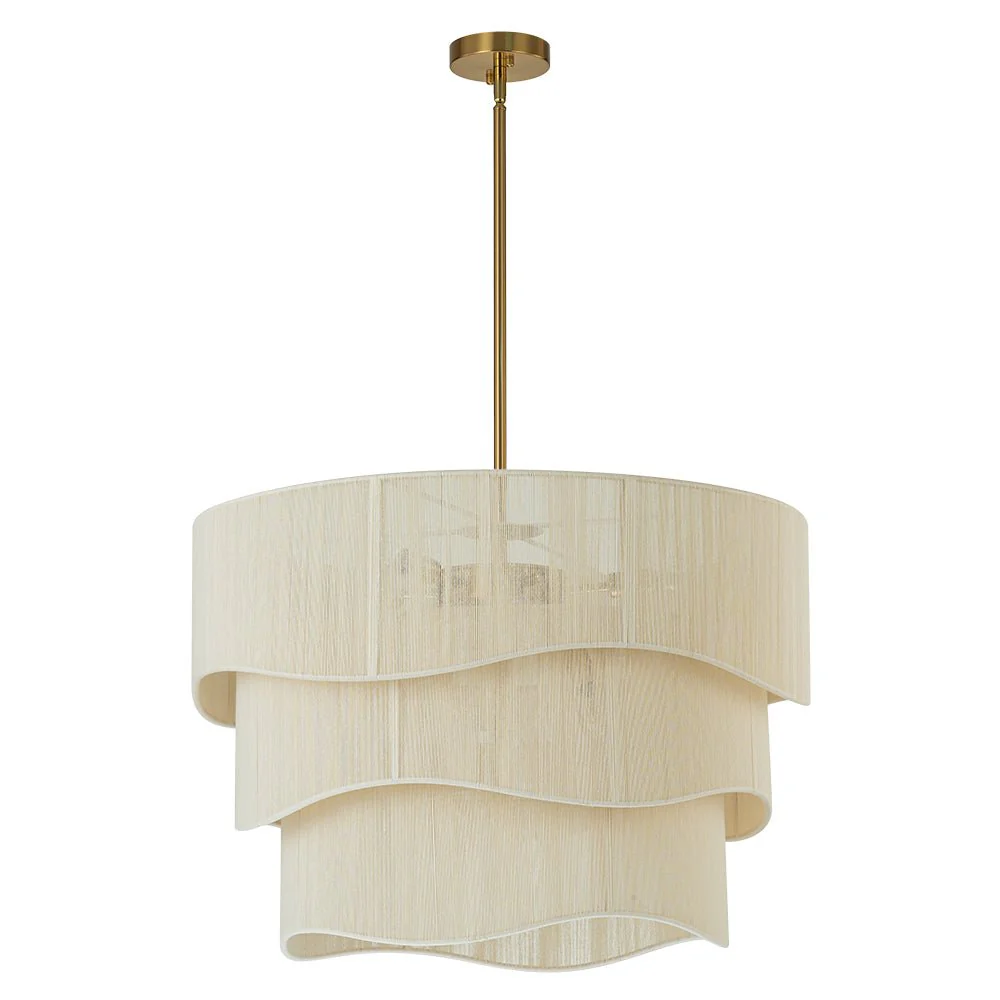 3-Tier Beige Woven Thread Drum Pendant Light - Image 12