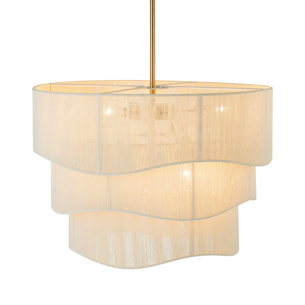 3-Tier Beige Woven Thread Drum Pendant Light - Image 15