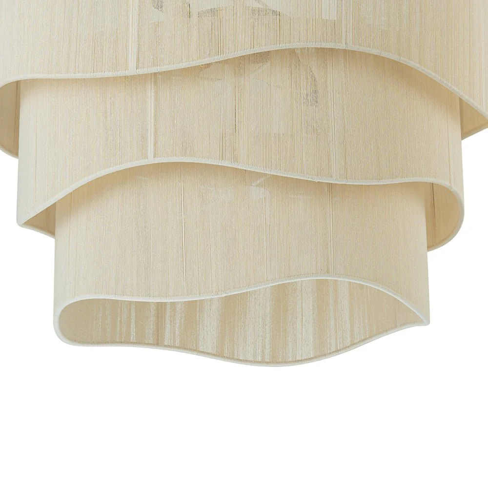 3-Tier Beige Woven Thread Drum Pendant Light - Image 18