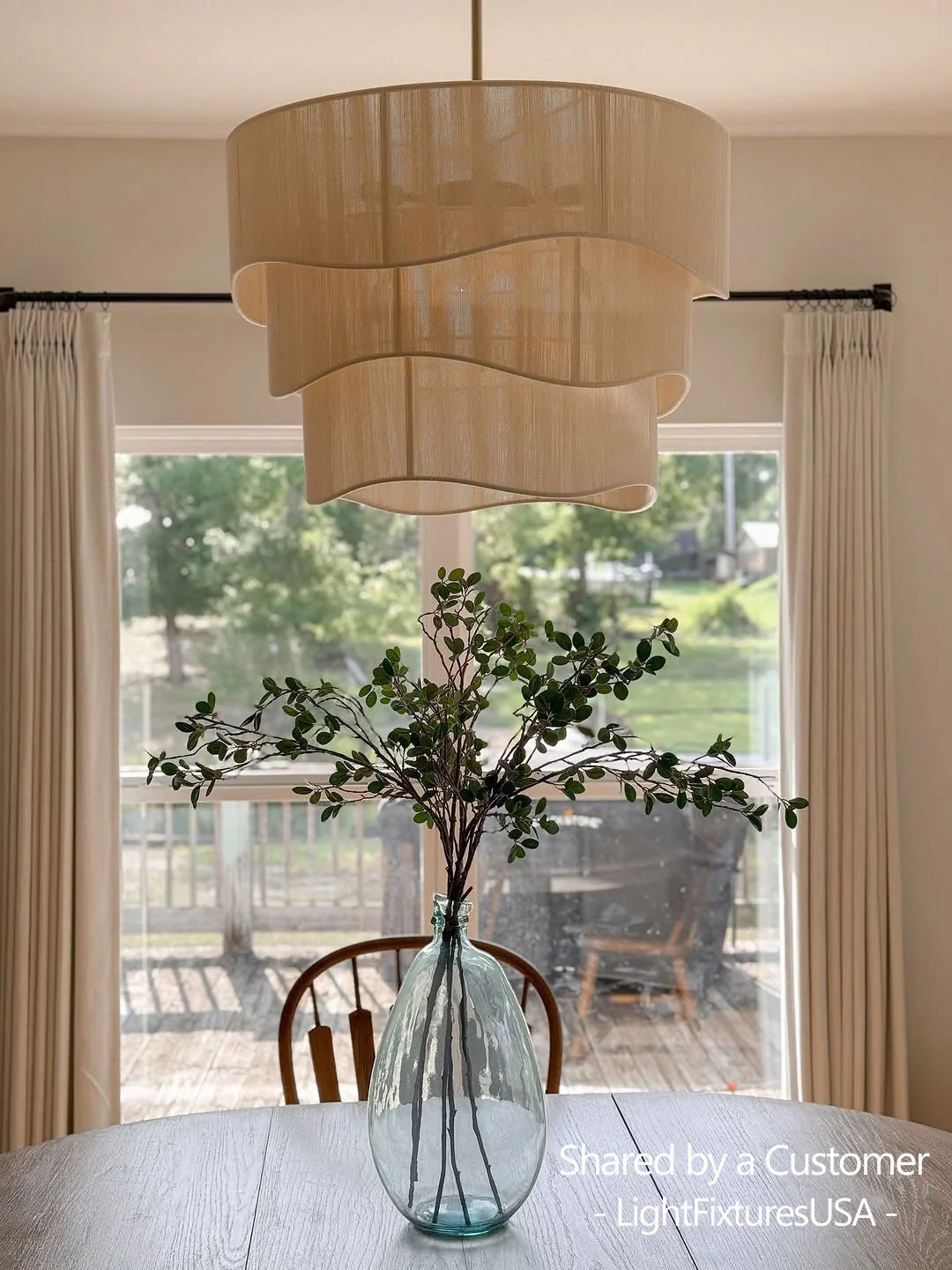 3-Tier Beige Woven Thread Drum Pendant Light - Image 5