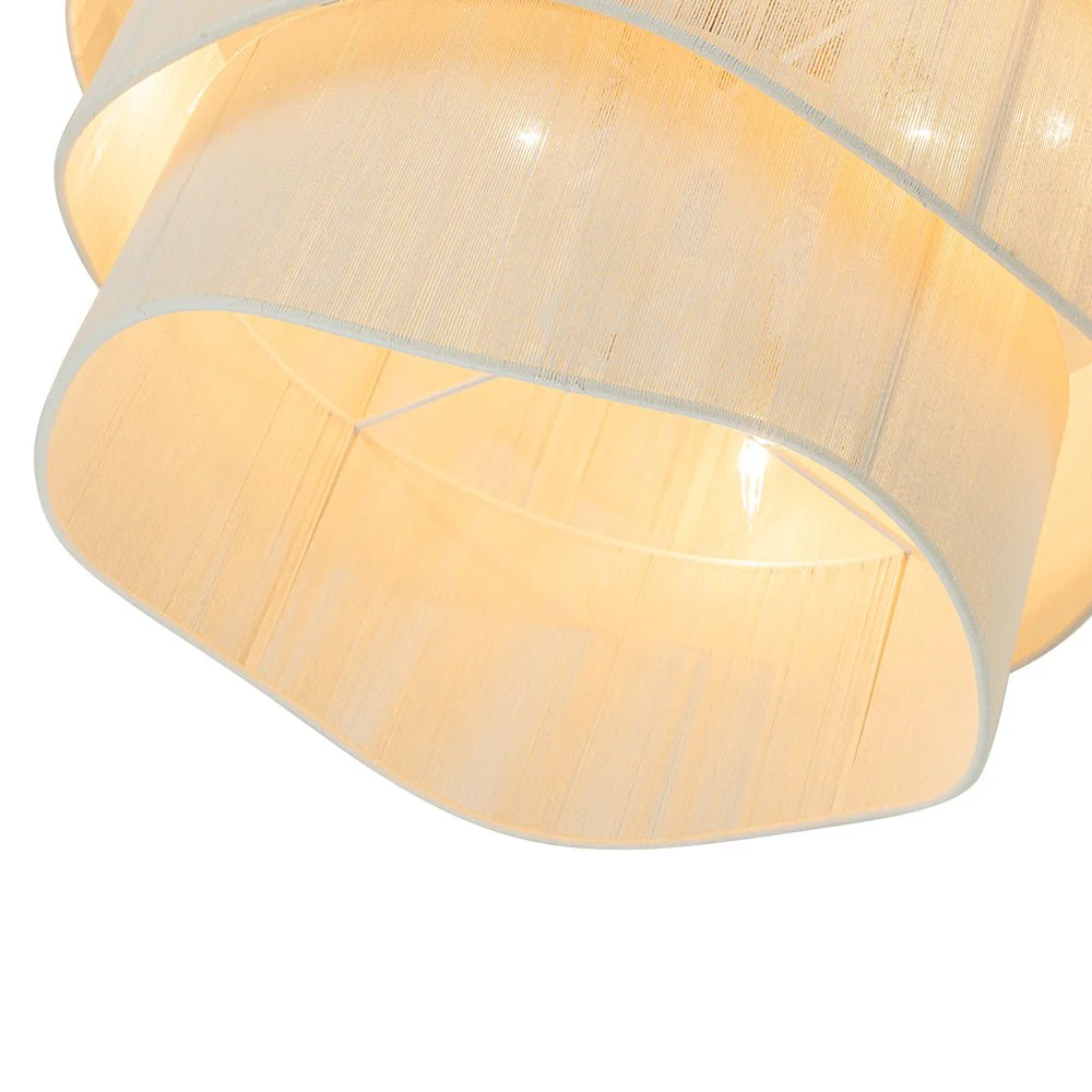 3-Tier Beige Woven Thread Drum Pendant Light - Image 7