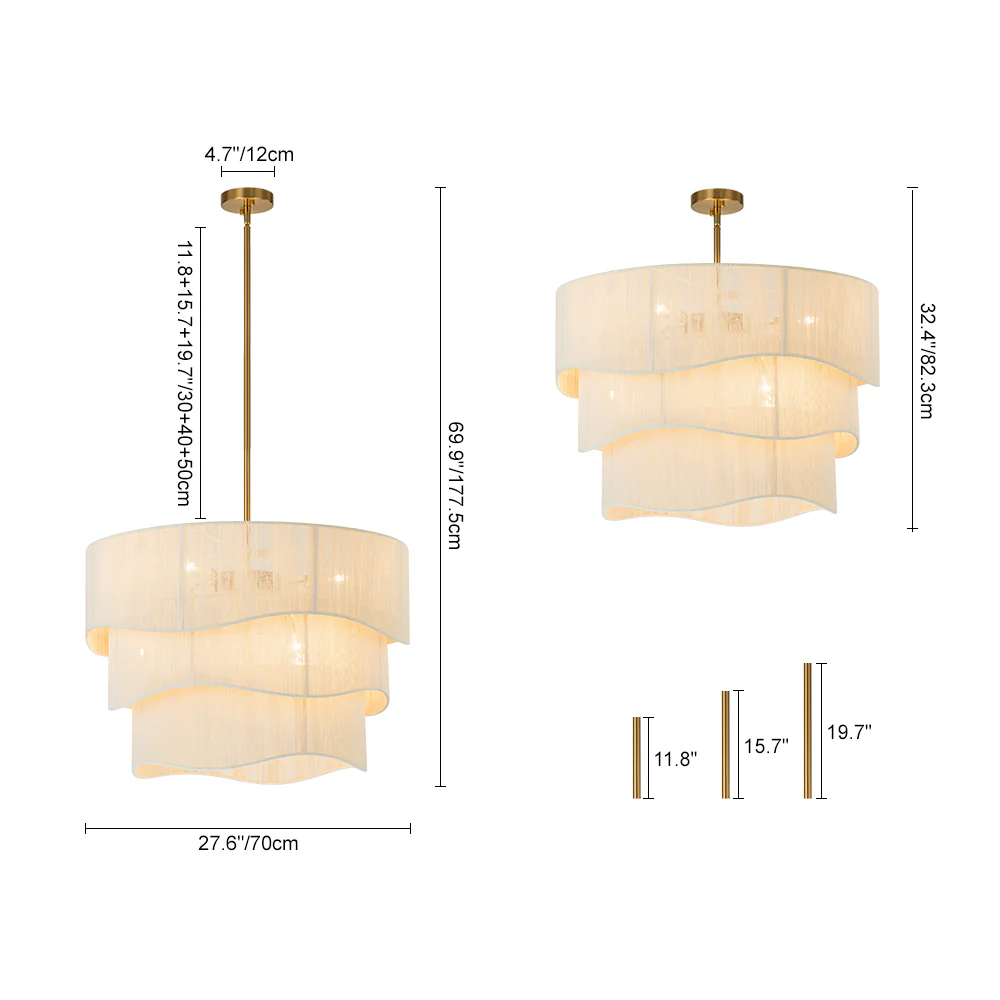 3-Tier Beige Woven Thread Drum Pendant Light - Image 8