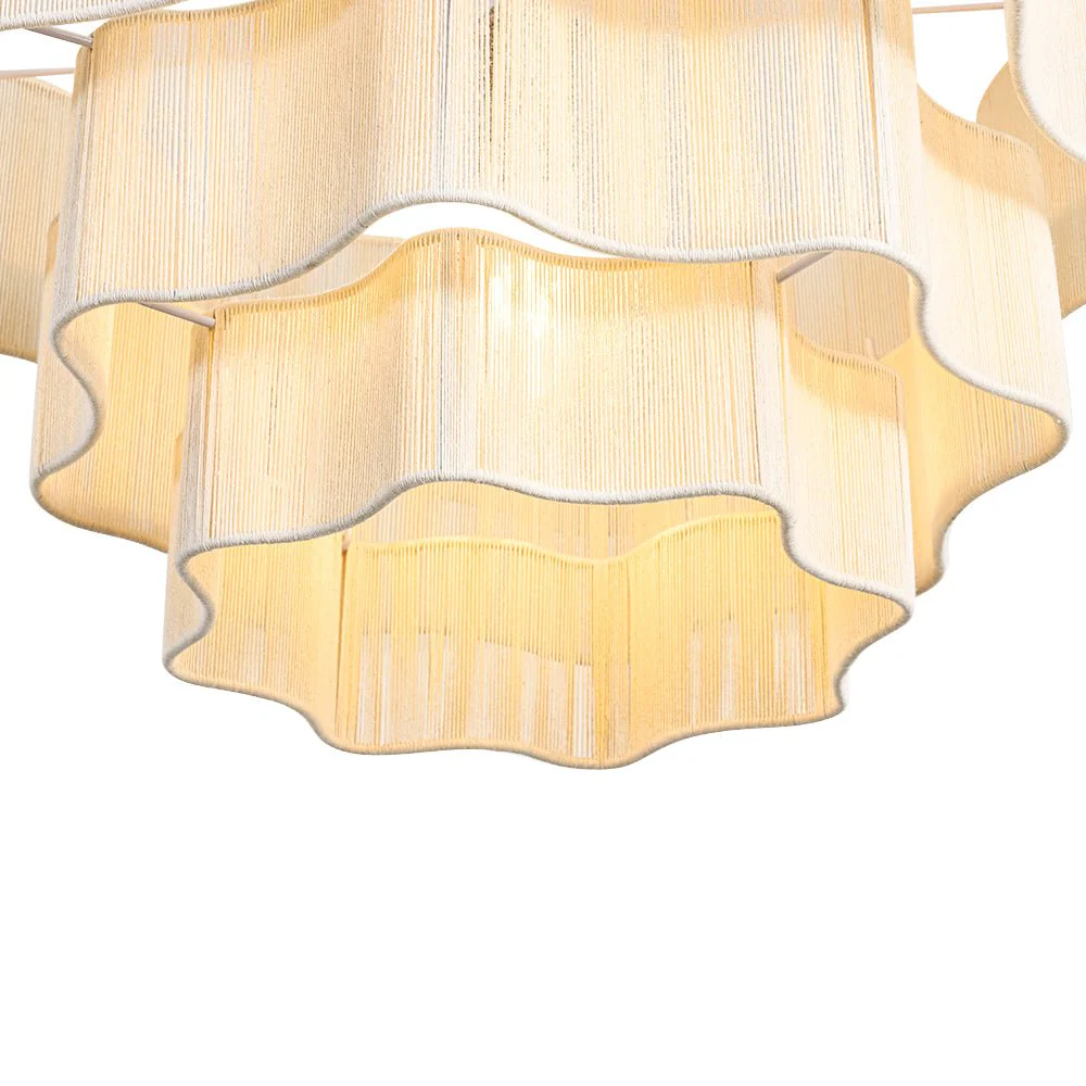 3-Tier Beige Woven Thread Round Cage Pendant Light - Image 10