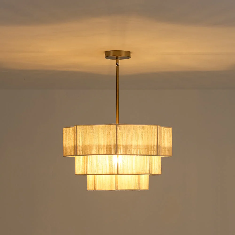 3-Tier Beige Woven Thread Round Cage Pendant Light - Image 13