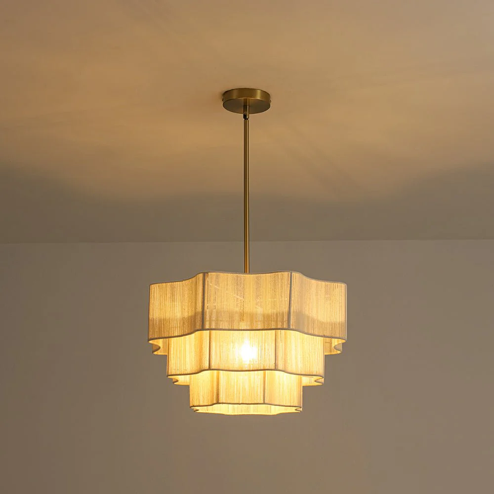 3-Tier Beige Woven Thread Round Cage Pendant Light - Image 14