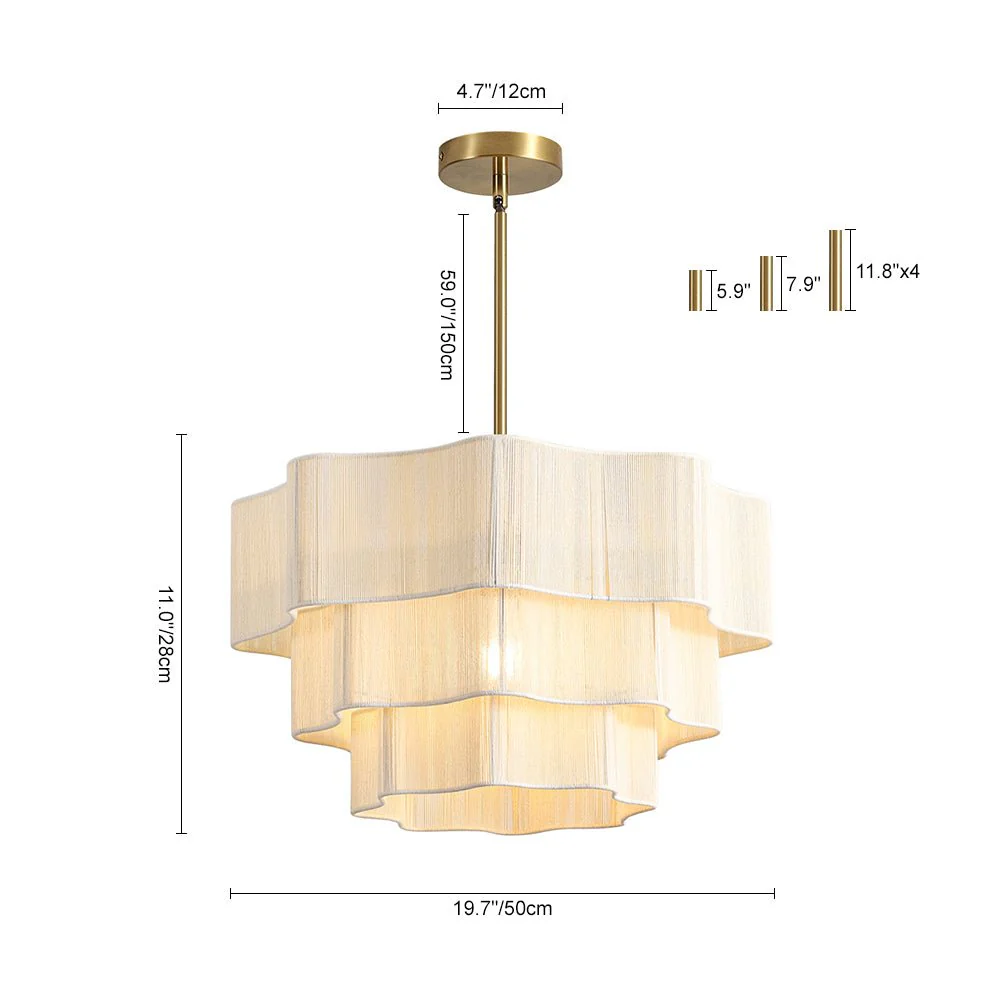 3-Tier Beige Woven Thread Round Cage Pendant Light - Image 15