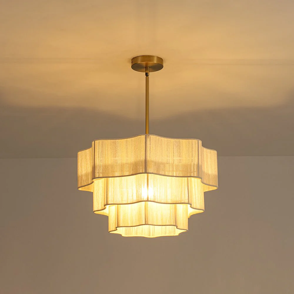 3-Tier Beige Woven Thread Round Cage Pendant Light - Image 16