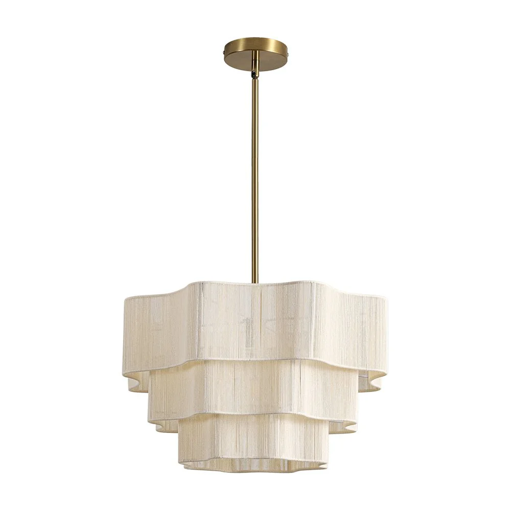 3-Tier Beige Woven Thread Round Cage Pendant Light - Image 5