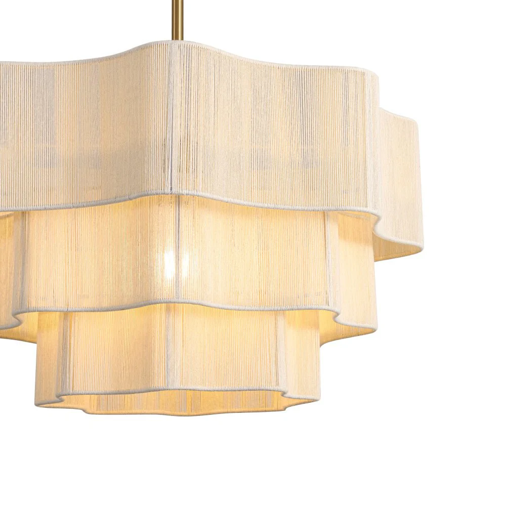 3-Tier Beige Woven Thread Round Cage Pendant Light - Image 8