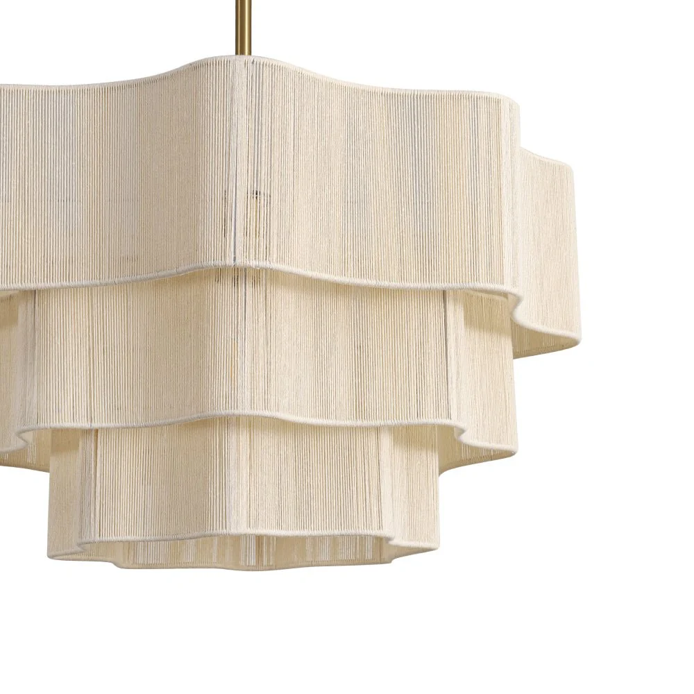 3-Tier Beige Woven Thread Round Cage Pendant Light - Image 9