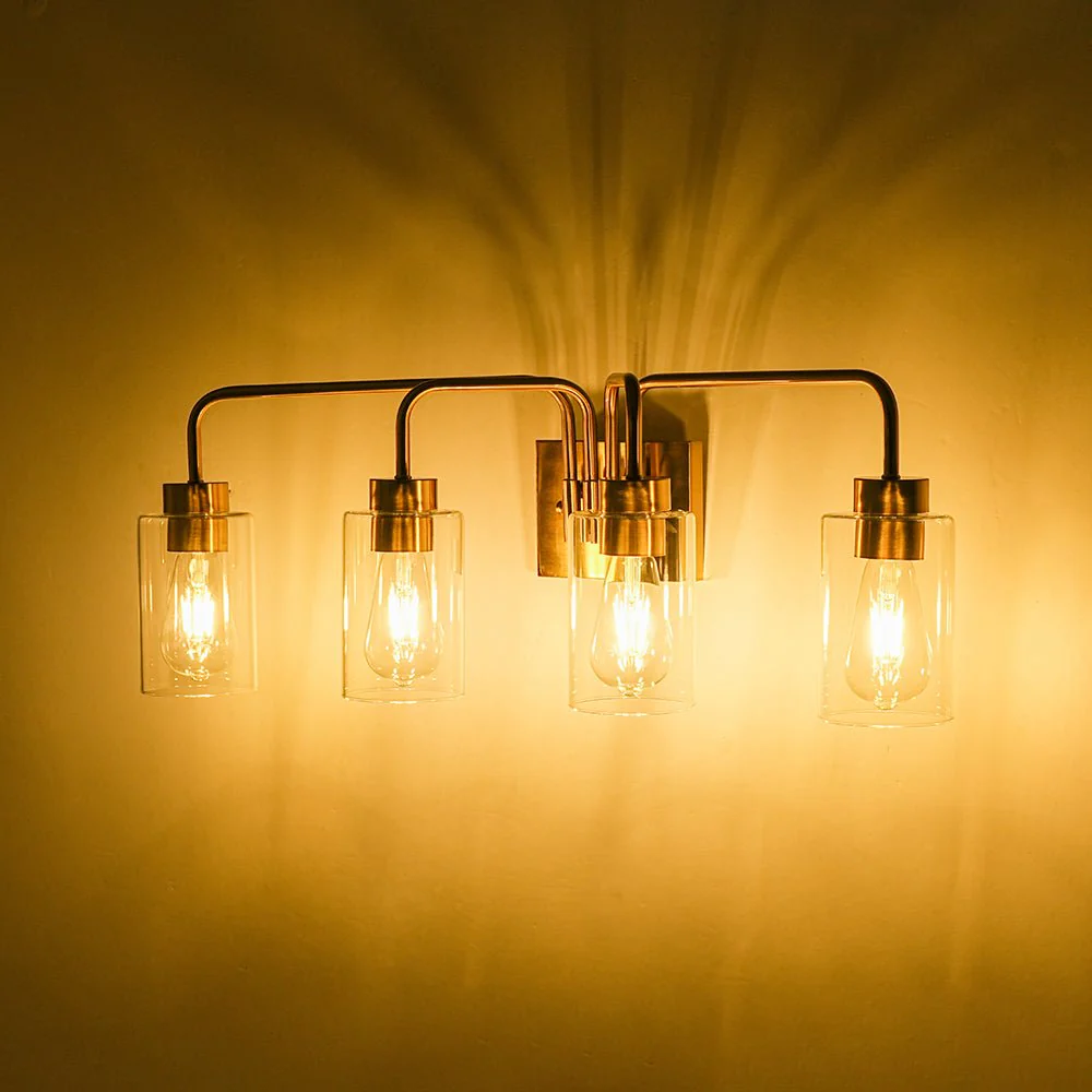 4-Light Adjustable Glass Cylinder Vanity Wall Lamp - Image 8