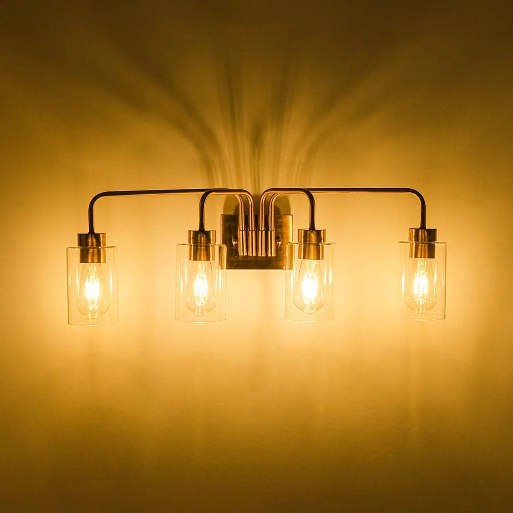 4-Light Adjustable Glass Cylinder Vanity Wall Lamp - Image 9