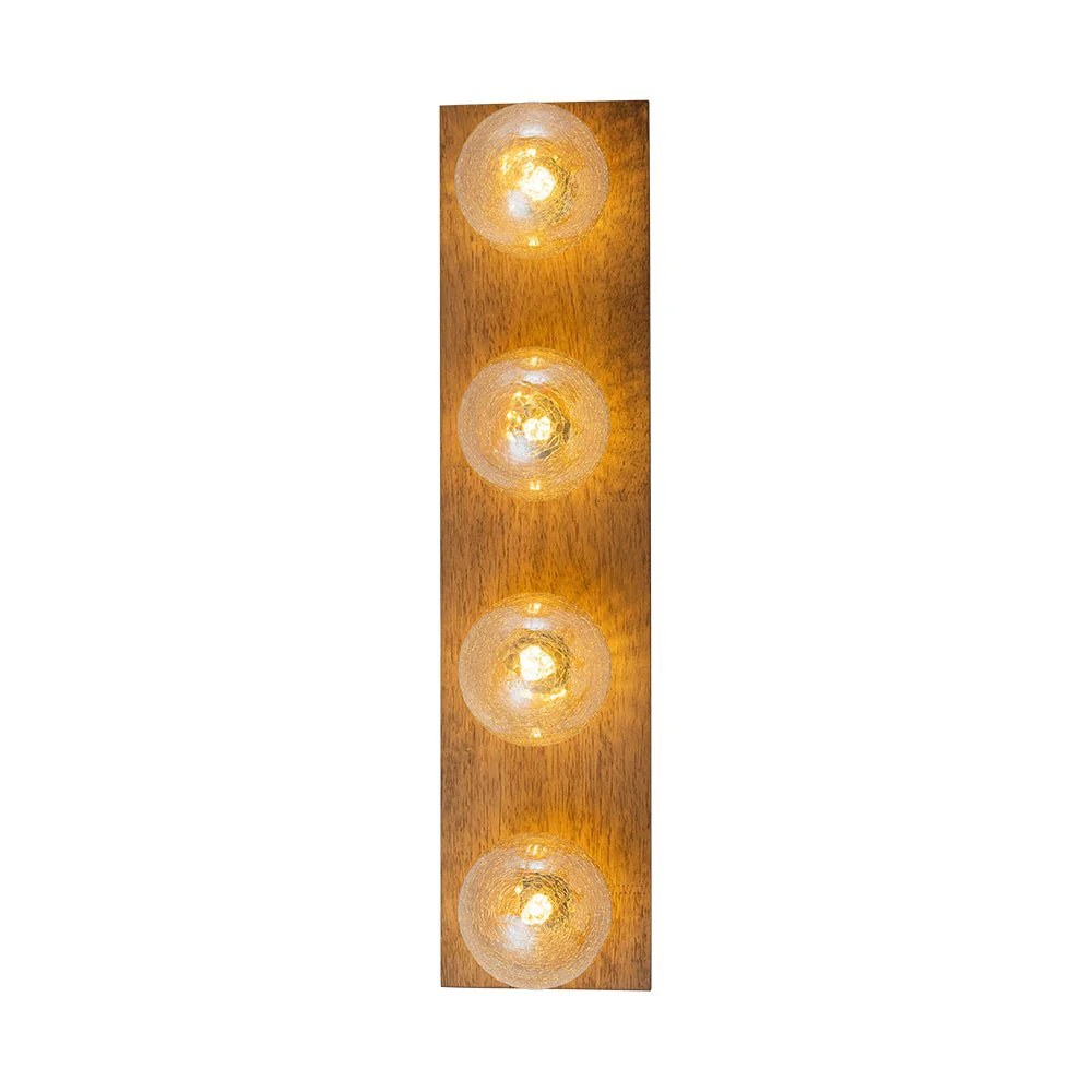 Amber Textured Glass Linear Wooden Semi Flush Mount / Wall Light - Image 11