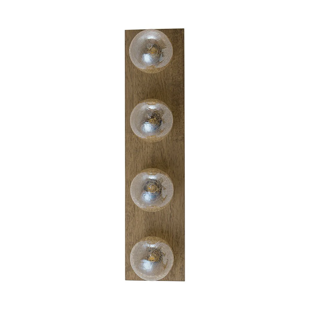 Amber Textured Glass Linear Wooden Semi Flush Mount / Wall Light - Image 12