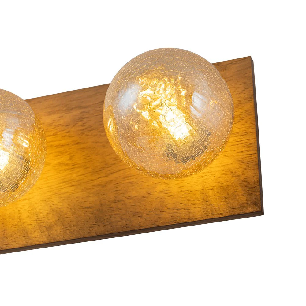 Amber Textured Glass Linear Wooden Semi Flush Mount / Wall Light - Image 13