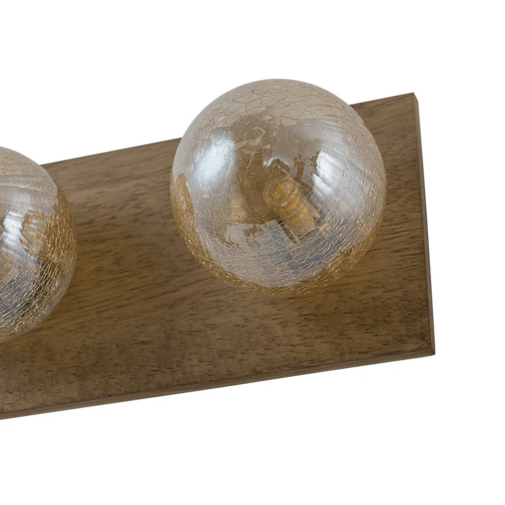 Amber Textured Glass Linear Wooden Semi Flush Mount / Wall Light - Image 14