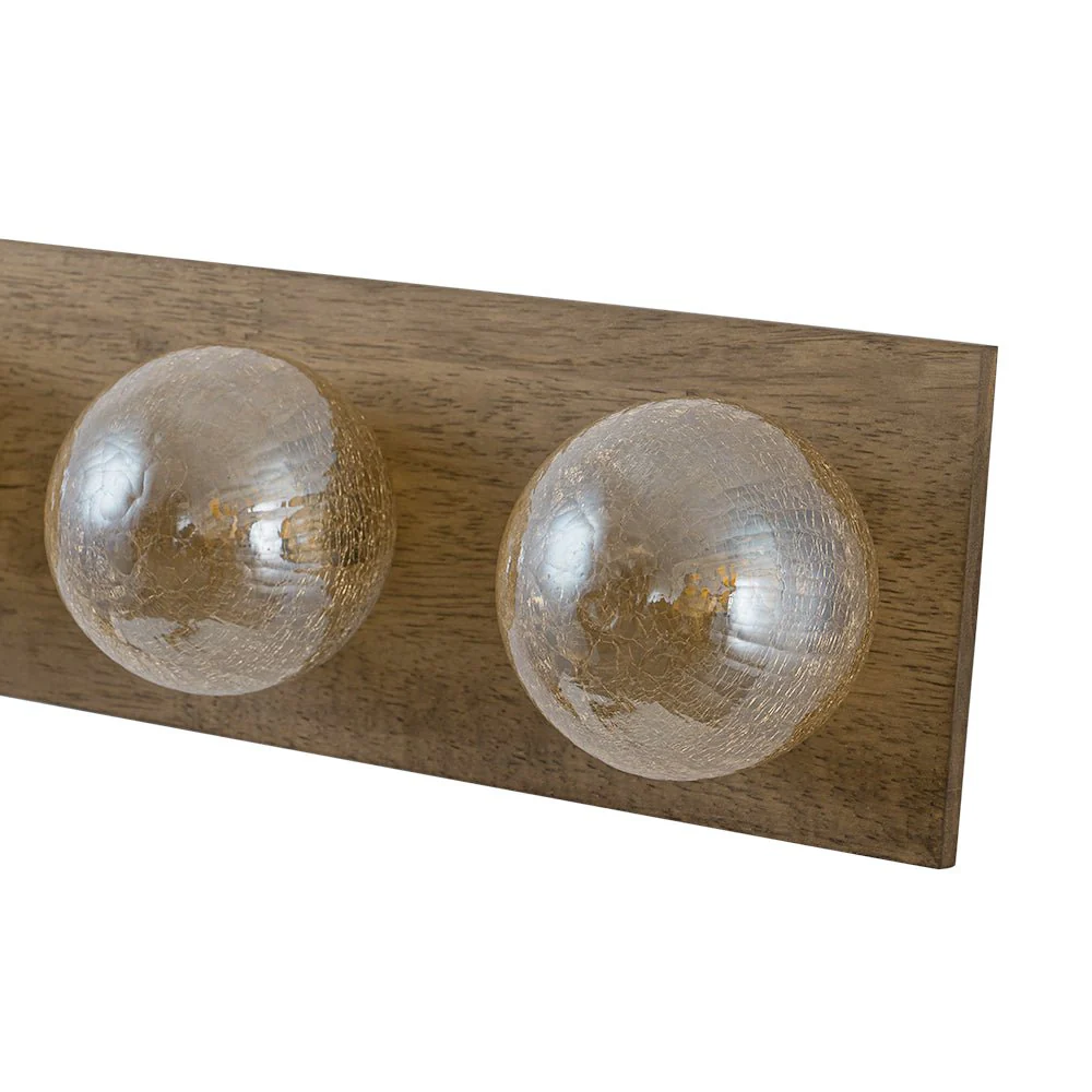 Amber Textured Glass Linear Wooden Semi Flush Mount / Wall Light - Image 16