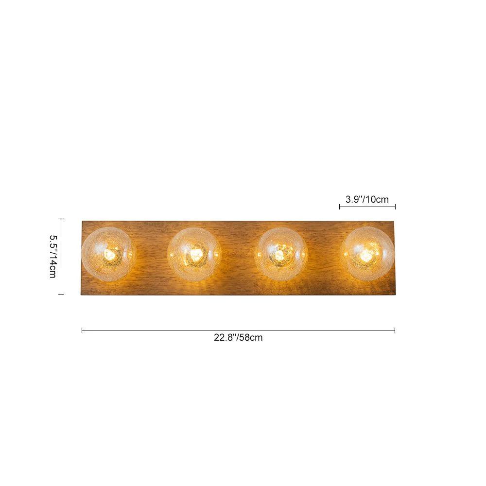 Amber Textured Glass Linear Wooden Semi Flush Mount / Wall Light - Image 17
