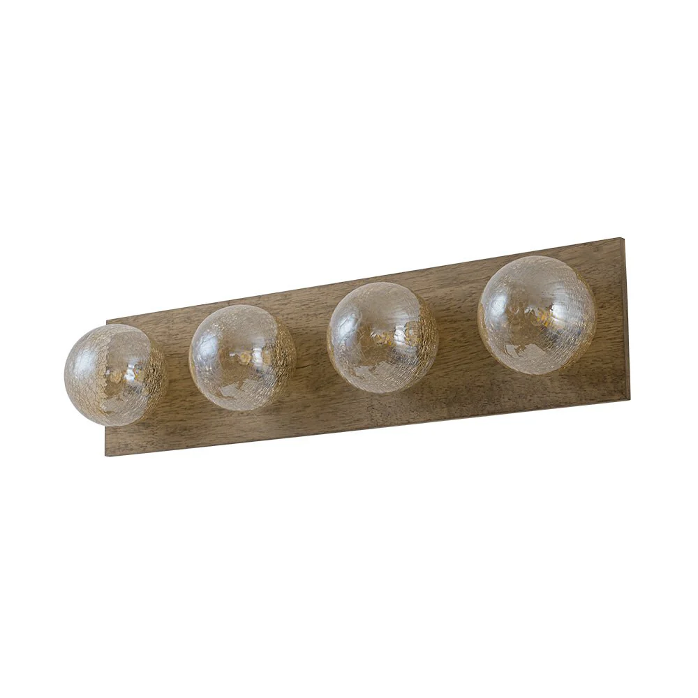 Amber Textured Glass Linear Wooden Semi Flush Mount / Wall Light - Image 6