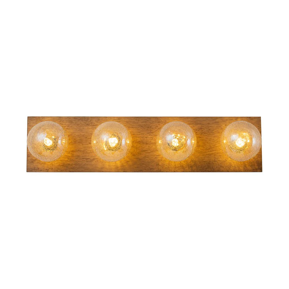 Amber Textured Glass Linear Wooden Semi Flush Mount / Wall Light - Image 7