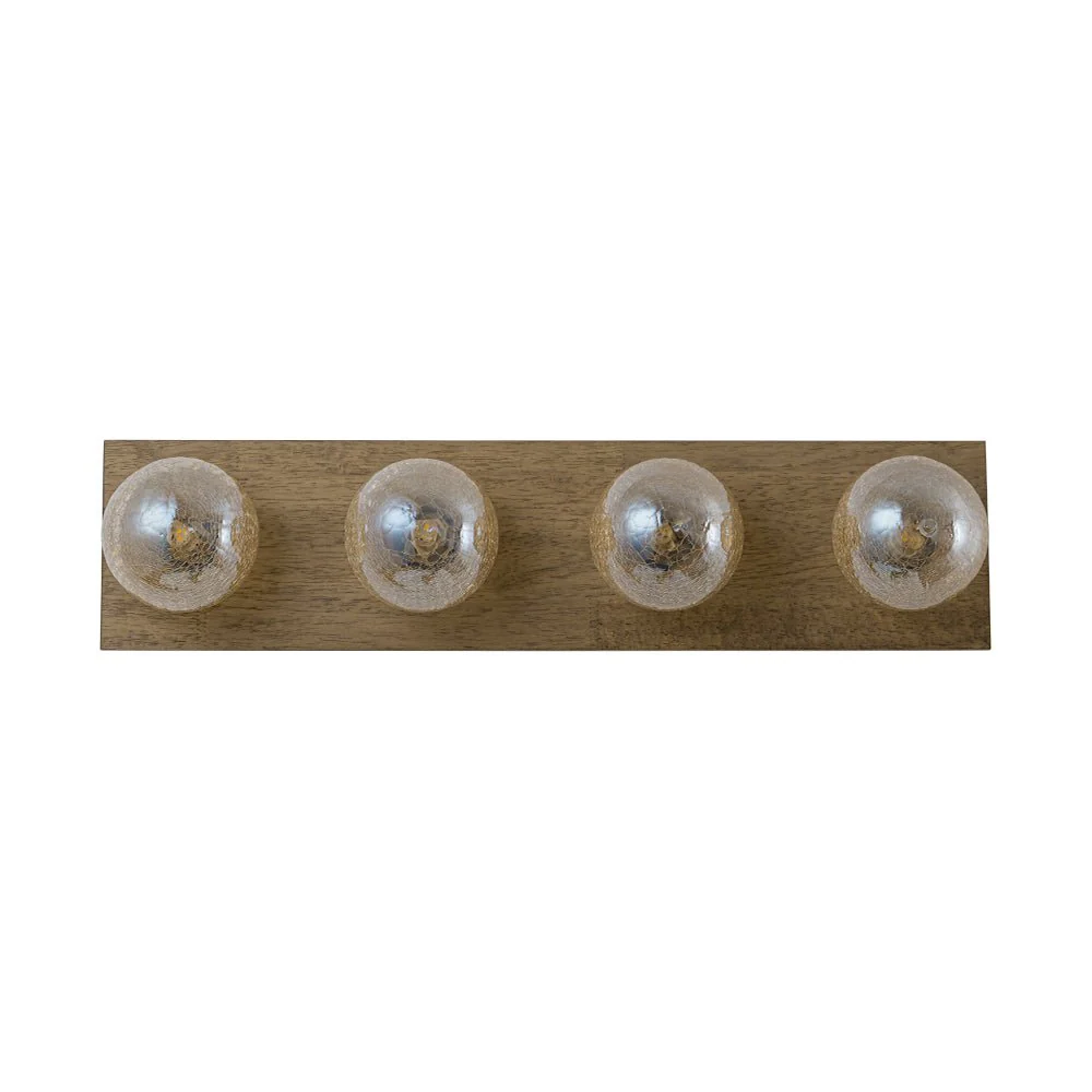 Amber Textured Glass Linear Wooden Semi Flush Mount / Wall Light - Image 8