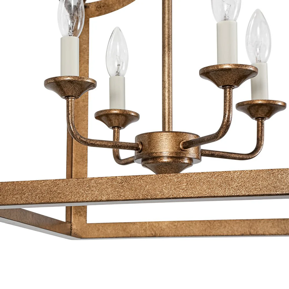 4-light Antique Bronze Candle Square Lantern Semi Flush - Image 13