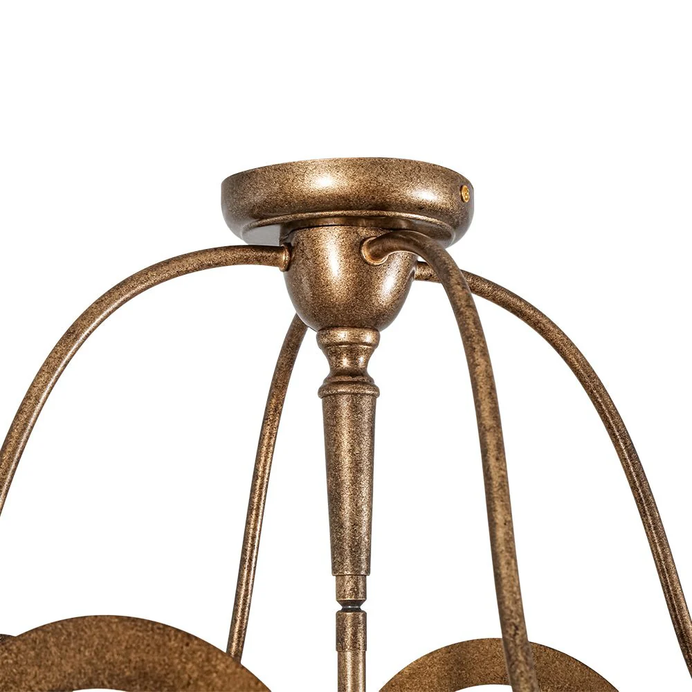 4-light Antique Bronze Candle Square Lantern Semi Flush - Image 14