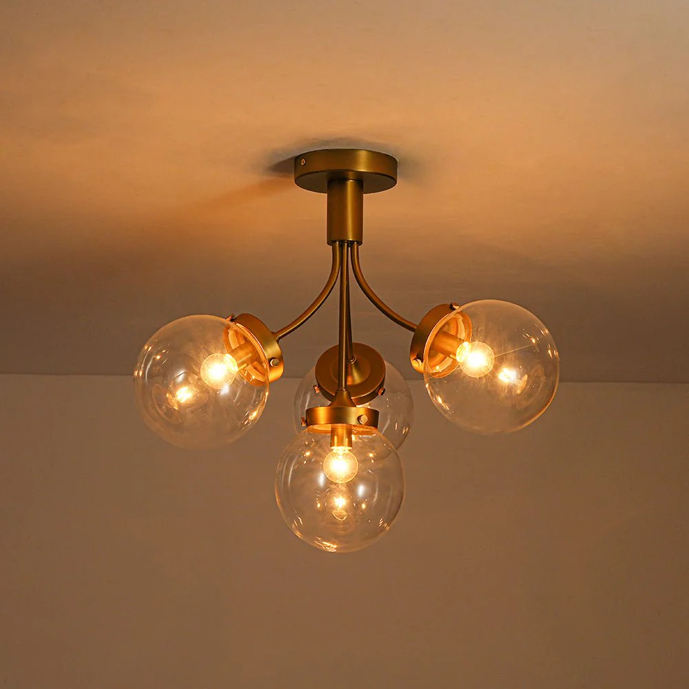 4-Light Bloom Clear Glass Globe Semi Flush Mount - Image 13
