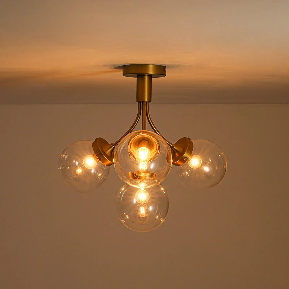 4-Light Bloom Clear Glass Globe Semi Flush Mount - Image 14