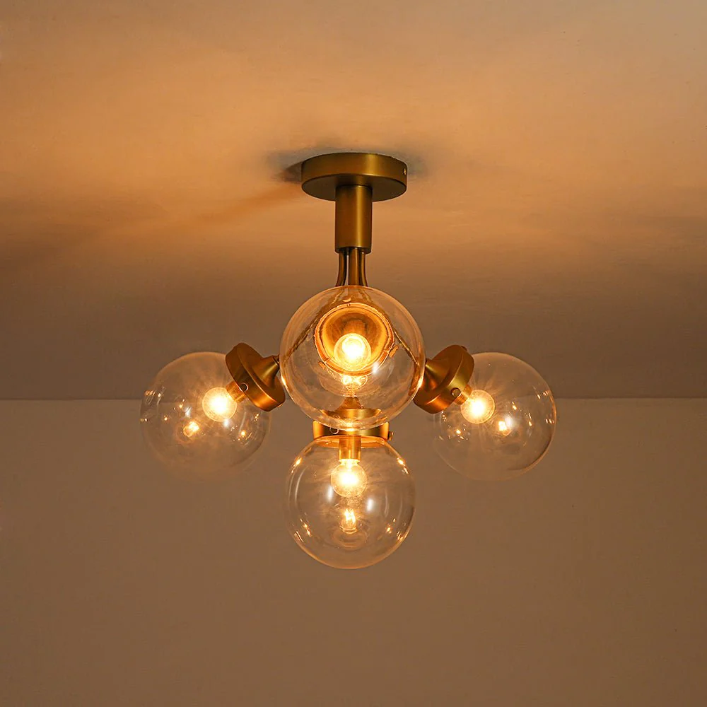 4-Light Bloom Clear Glass Globe Semi Flush Mount - Image 15