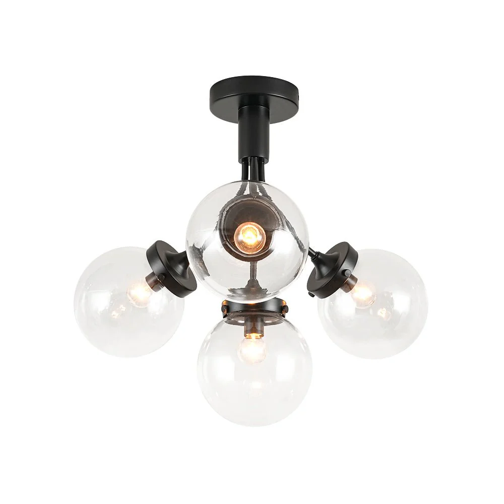 4-Light Bloom Clear Glass Globe Semi Flush Mount - Image 16