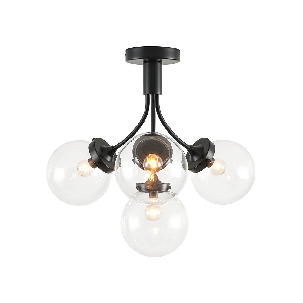 4-Light Bloom Clear Glass Globe Semi Flush Mount - Image 17