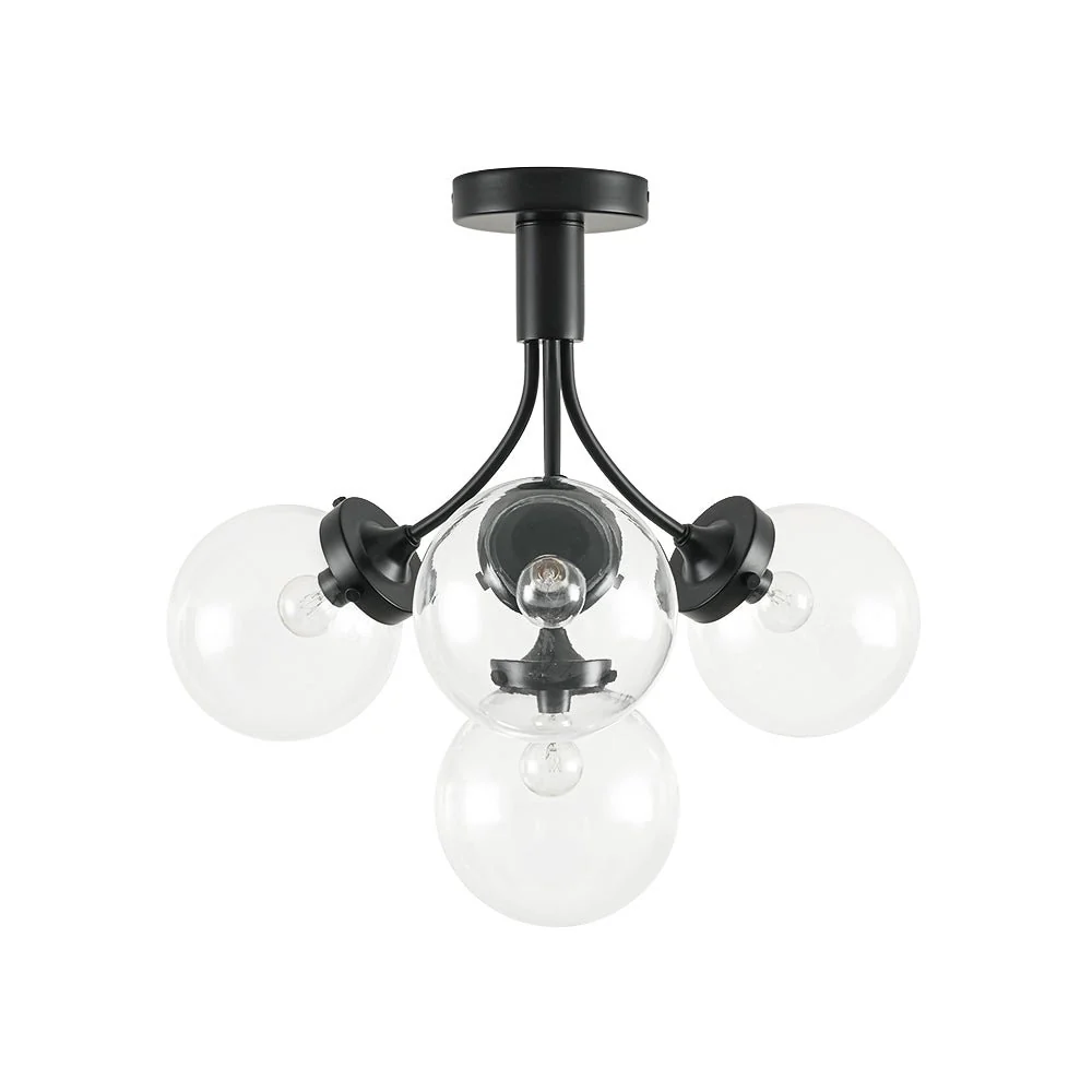 4-Light Bloom Clear Glass Globe Semi Flush Mount - Image 18