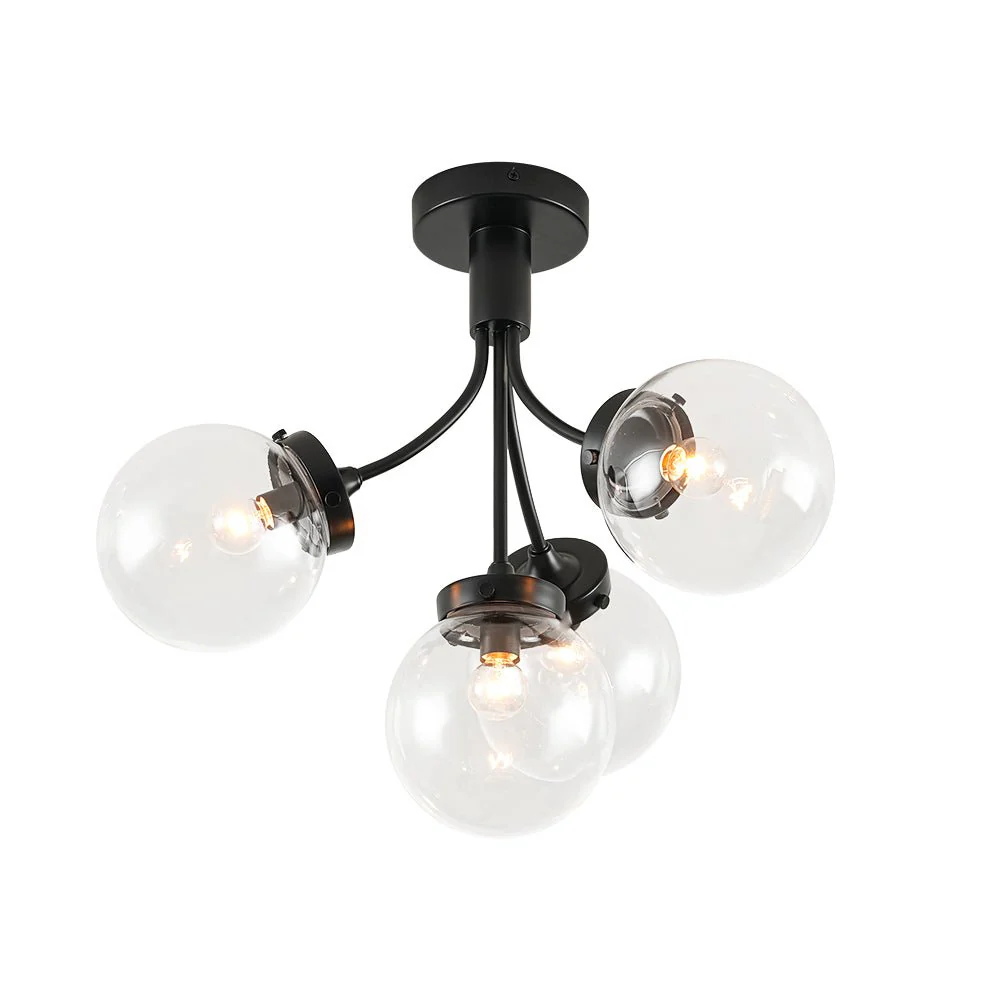 4-Light Bloom Clear Glass Globe Semi Flush Mount - Image 19