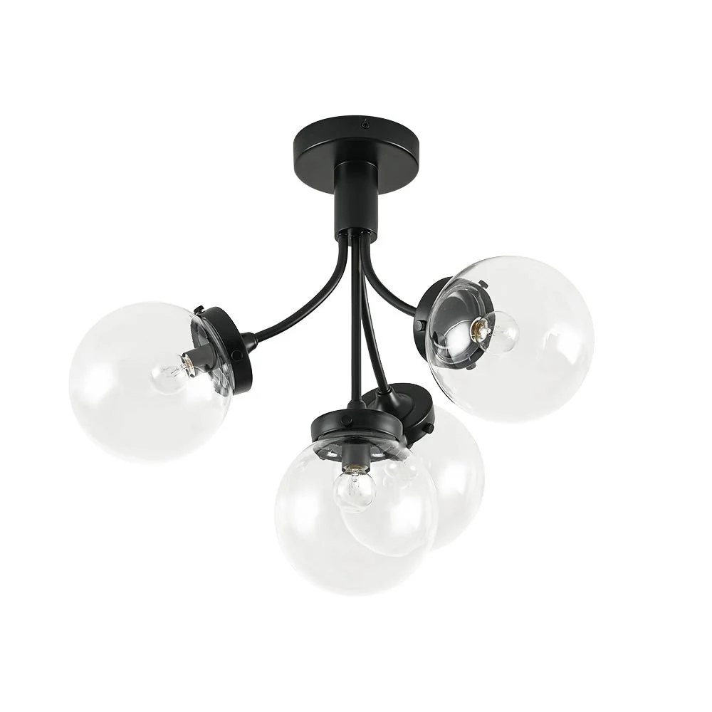 4-Light Bloom Clear Glass Globe Semi Flush Mount - Image 20